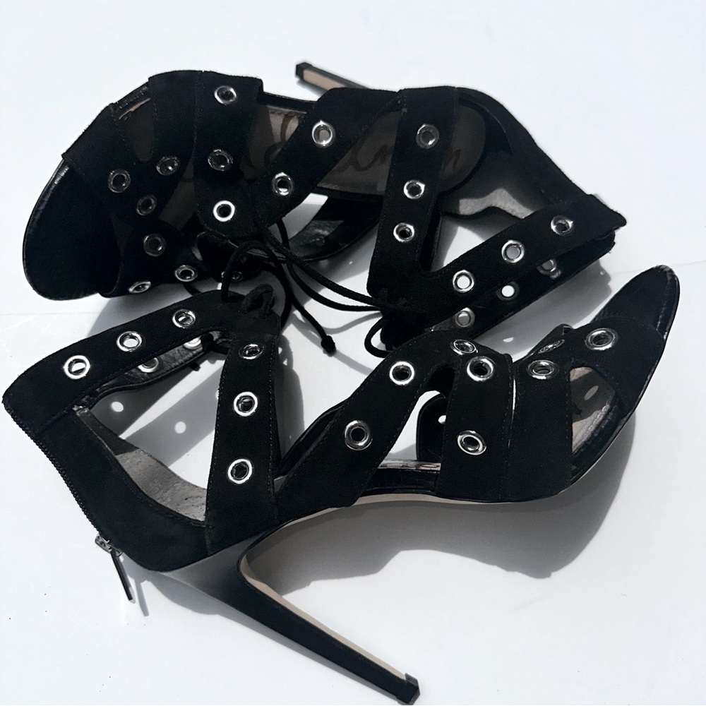 Sam Edelman Black Eyelet Stiletto Heels